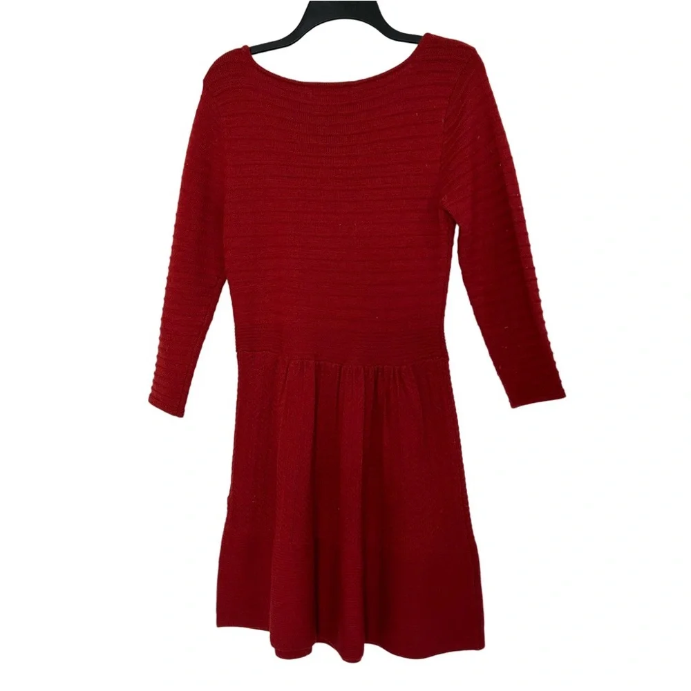 Jessica Simpson Red Sweater Mini Dress Long Sleeve Knit Fit and Flare A-Line - Picture 3 of 5